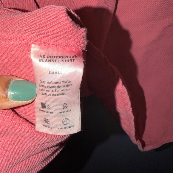 Outerknown Blanket Shirt Mens Sz S Salmon Organic Cotton Twill Shacket Unisex - Picture 4 of 6